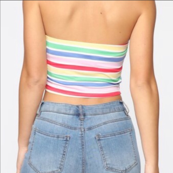 Fashion Nova Rainbow Striped Tube Top Size Large - Picture 2 of 2